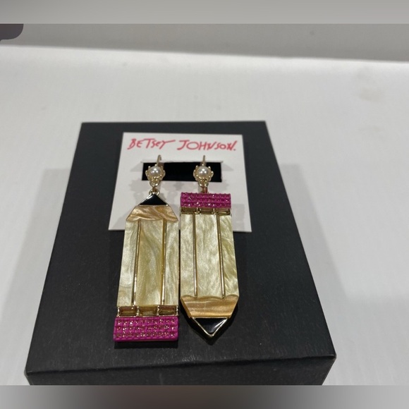 Betsey Johnson Jewelry - Betsey Johnson School Teacher Yellow Pencil Dangly Earrings